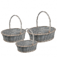 Набор корзин плетеных (ива), 3 шт. Серо-голубой