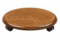 Деревянная подставка для цветов Круг на 3х роликах Д-37