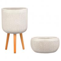 Набор напольное и настольное кашпо для цветов Idealist Lite Лотус Круглое на ножках + Круглое