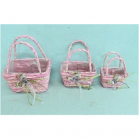 Набор корзин розовый (ротанг), 3 шт.