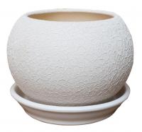 Горшок из керамики "Шар" шелк с поддоном
