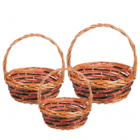 Набор корзин плетеных круглый (ива),  3 шт. Натуральный