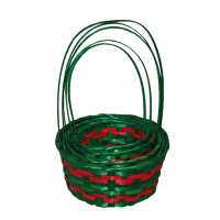 Набор корзин плетеных круглых 5 шт. (Зеленый с красным)