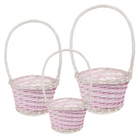 Набор корзин плетеных круглых (ива), 3 шт. Розовый