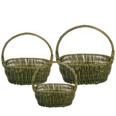 Набор корзин плетеных (ива), 3 шт. Зеленый