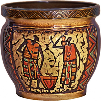 Горшок из керамики "Африка" с поддоном