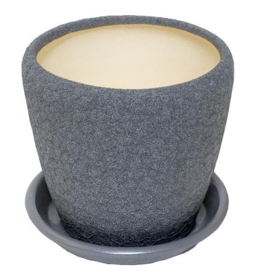 Горшок из керамики "Грация" шелк с поддоном