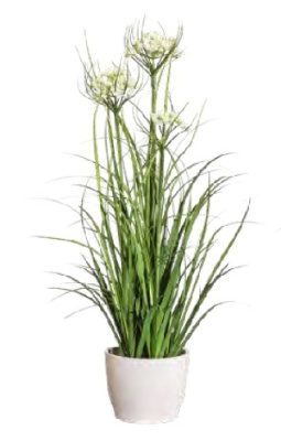 Травяной куст с цветами в кашпо