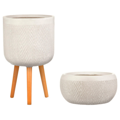 Набор напольное и настольное кашпо для цветов Idealist Lite Лотус Круглое на ножках + Круглое