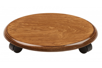 Деревянная подставка для цветов Круг на 3х роликах Д-37
