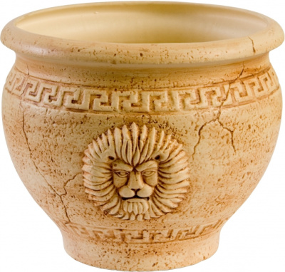 Горшок из керамики "Лев" с поддоном