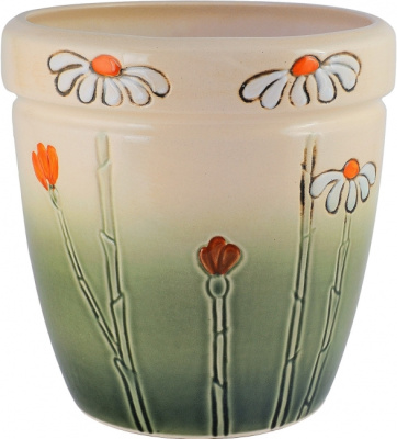 Горшок из керамики "Ромашка" с поддоном