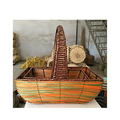 Набор корзин плетеных оранжево-зеленый, 2 шт.