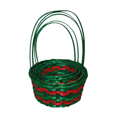 Набор корзин плетеных круглых 5 шт. (Зеленый с красным)
