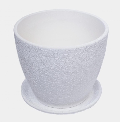 Горшок из керамики "Паутинка" шелк с поддоном